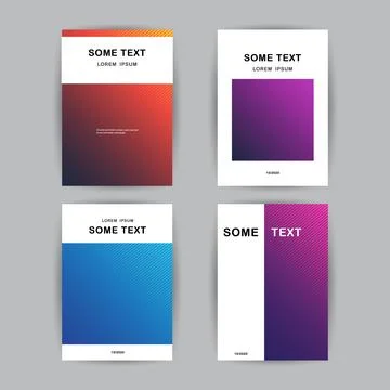 Set of 4 Flyer, Card or Banner Designs with Abstract Blue, Red and Purple C.. Stock Illustration
