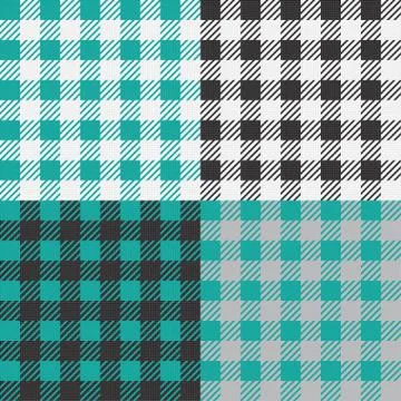 Set of 4 gingham vichy patterns for picnic blanket or tablecloth design Stock Illustration