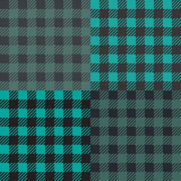 Set of 4 gingham vichy patterns for picnic blanket or tablecloth design Stock Illustration