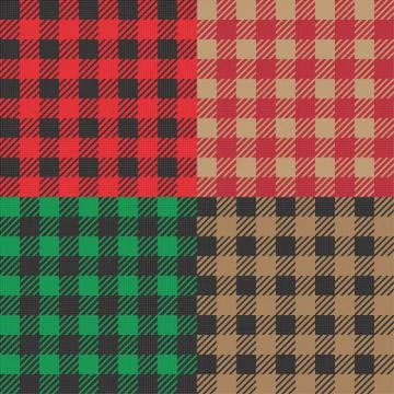 Set of 4 gingham vichy patterns for picnic blanket or tablecloth design Illustrazione stock