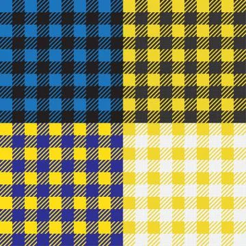 Set of 4 gingham vichy patterns for picnic blanket or tablecloth design Stock Illustration