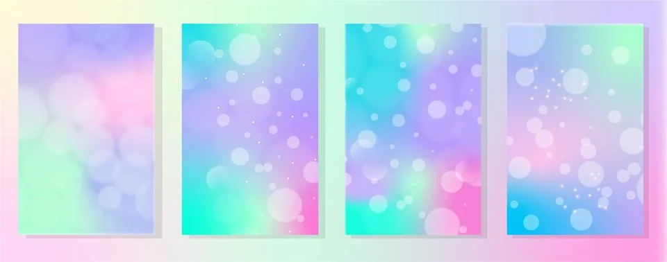 Set of 4 gradient holographic backgrounds Stock Illustration