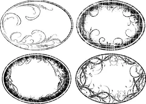 Set of 4 grunge oval frames Ilustración de archivo