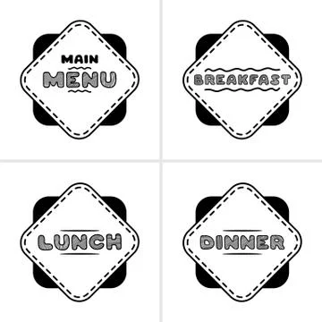 Set of 4 hand drawn menu for cafe. Sketch concept illustration. Stock Illustration