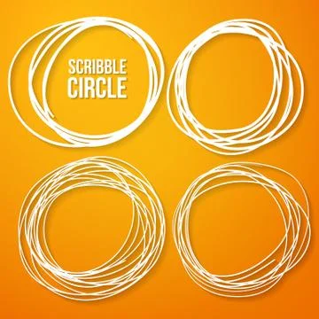 Set of 4 Hand Drawn Scribble Circles Illustrazione stock