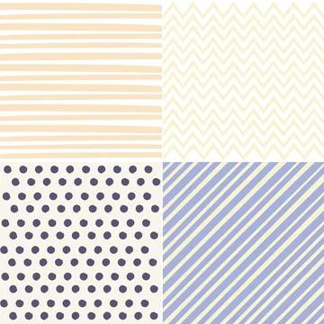 Set of 4 Hand Painted Seamless Geometric Patterns Stock Illustration
