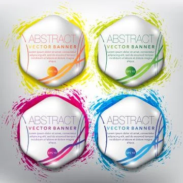 Set of 4 hexagonal vector banners. Illustrazione stock
