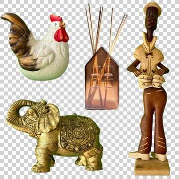 Set of 4 Home Decor Items Isolated on Transparent Background 写真素材