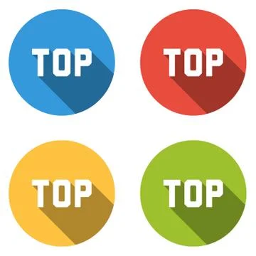 Set of 4 isolated flat colorful buttons for TOP product (choice, quality, ... Stock Illustration