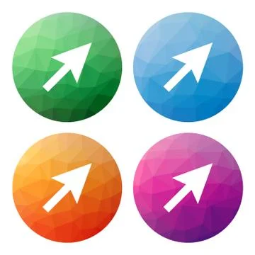 Set  of 4 isolated modern low polygonal buttons - icons - for cursor (pointer Stock Illustration