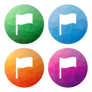 Set of 4 isolated modern low polygonal buttons - icons - for waving flag Stock Illustration