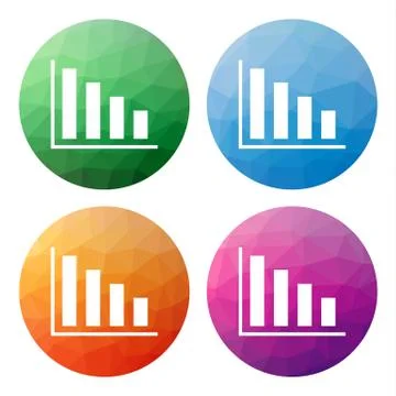 Set  of 4 isolated modern low polygonal buttons - icons - for column graph Stock Illustration