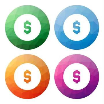 Set  of 4 isolated modern low polygonal buttons - icons - for Stock Illustration