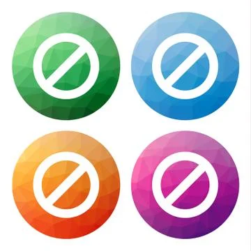 Set  of 4 isolated modern low polygonal buttons - icons - for ban Stock Illustration