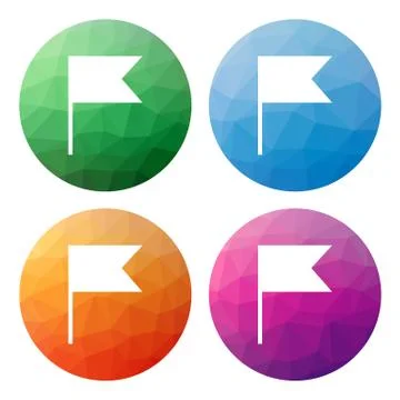 Set of 4 isolated modern low polygonal buttons - icons - for flag (pointer) Stock Illustration