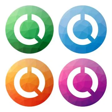 Set  of 4 isolated modern low polygonal buttons - icons - for pie diagram Stock Illustration