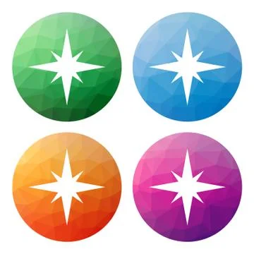 Set  of 4 isolated modern low polygonal buttons - icons - for compass Stock Illustration