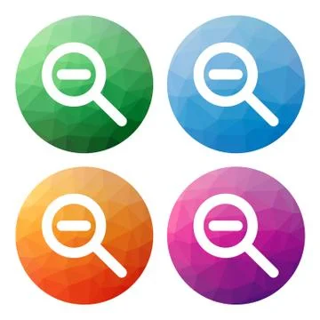 Set  of 4 isolated modern low polygonal buttons - icons - for zoom out (shrin Stock Illustration