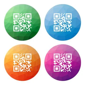 Set  of 4 isolated modern low polygonal buttons - icons - for qrcode イラスト素材