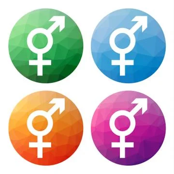 Set  of 4 isolated modern low polygonal buttons - icons - for intersex Stock Illustration