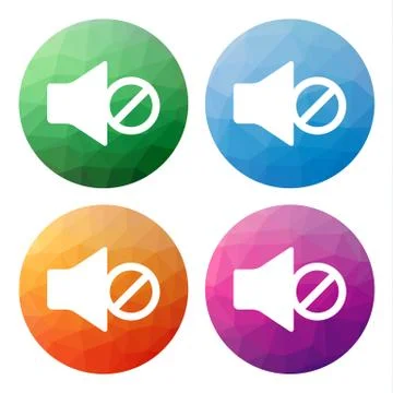 Set  of 4 isolated modern low polygonal buttons - icons - for Stock Illustration
