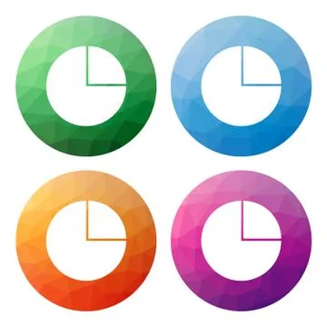 Set  of 4 isolated modern low polygonal buttons - icons - for pie chart Stock Illustration