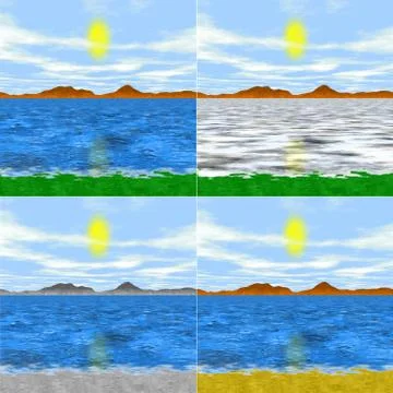 Set of 4 isolated simple generated landscapes Stock Illustration