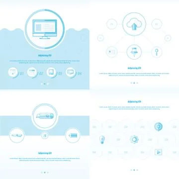 Set 4 item Design Concept  office blue color Stock Illustration