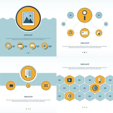 Set 4 item Design Concept office  blue and yellow color Stock Illustration