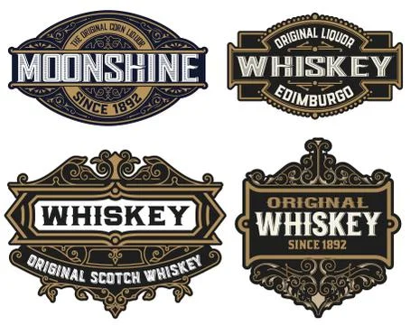 Set of 4 Logos or badges for packing Stock Illustration