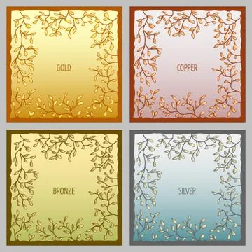 Set of 4 metal vector frames for text input Stock Illustration
