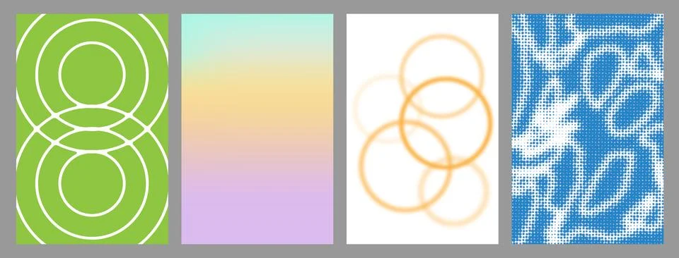 Set of 4 modern abstract backgrounds featuring geometric circles, soft past.. Stockillustratie