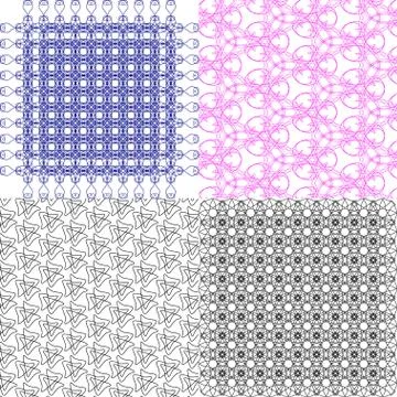 Set of 4 monochrome elegant patterns. ornaments. May be used as background. back Stock Illustration