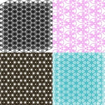 Set of 4 monochrome elegant patterns. ornaments. May be used as background. back Illustrazione stock