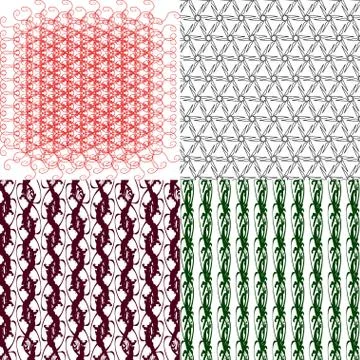 Set of 4 monochrome elegant patterns. ornaments. May be used as background. back 库存插图