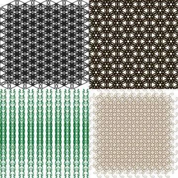 Set of 4 monochrome elegant patterns. ornaments. May be used as background. back Illustrazione stock