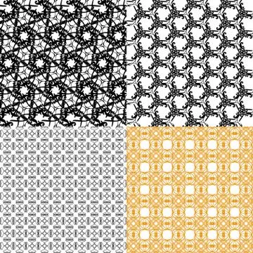 Set of 4 monochrome elegant patterns. ornaments. May be used as background. back 库存插图