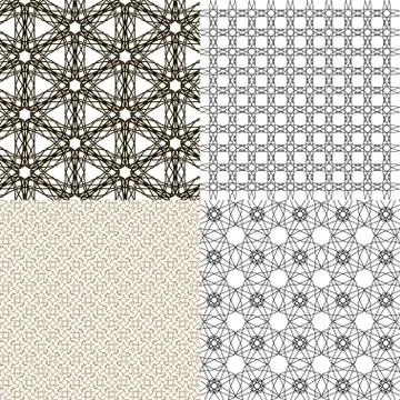 Set of 4 monochrome elegant patterns. ornaments. May be used as background. back Illustrazione stock