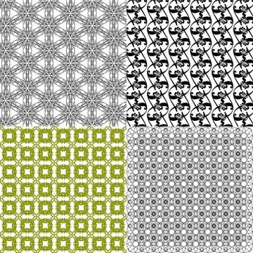 Set of 4 monochrome elegant patterns. ornaments. May be used as background. back Illustrazione stock
