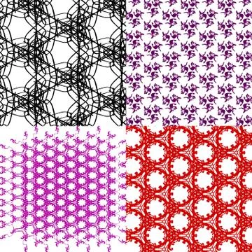 Set of 4 monochrome elegant patterns. ornaments. May be used as background. back 库存插图