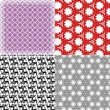 Set of 4 monochrome elegant patterns. ornaments. May be used as background. back 스톡 일러스트