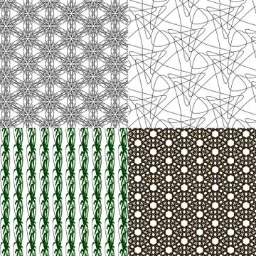 Set of 4 monochrome elegant patterns. ornaments. May be used as background. back Illustrazione stock