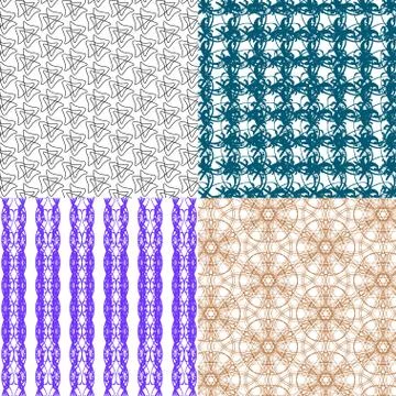 Set of 4 monochrome elegant patterns. ornaments. May be used as background. back 库存插图