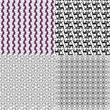 Set of 4 monochrome elegant patterns. ornaments. May be used as background. back Illustrazione stock