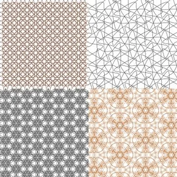 Set of 4 monochrome elegant patterns. ornaments. May be used as background. back Illustrazione stock