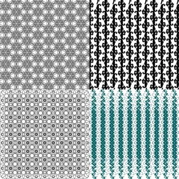 Set of 4 monochrome elegant patterns. ornaments. May be used as background. back Illustrazione stock