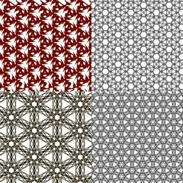 Set of 4 monochrome elegant patterns. ornaments. May be used as background. back 库存插图