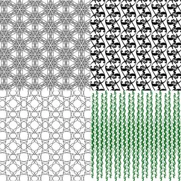 Set of 4 monochrome elegant patterns. ornaments. May be used as background. back 스톡 일러스트
