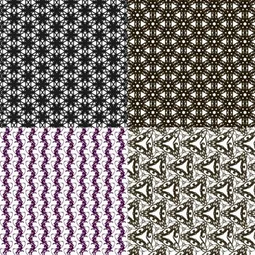 Set of 4 monochrome elegant patterns. ornaments. May be used as background. back 스톡 일러스트