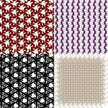 Set of 4 monochrome elegant patterns. ornaments. May be used as background. back 스톡 일러스트